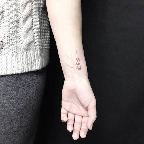 By Jing, done at Jing’s Tattoo, Queens.... flower;jing;small;line art;tiny;rose;ifttt;little;nature;wrist;minimalist;illustrative;fine line