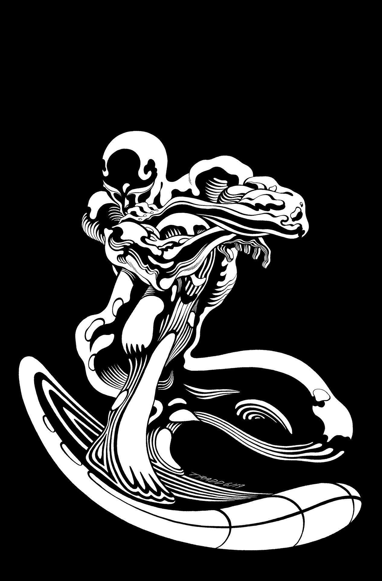 Silver Surfer: Black #5 Cover Inks By Tradd Moore