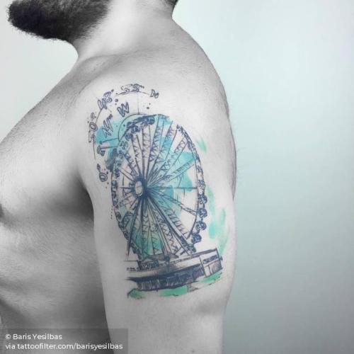 By Baris Yesilbas, done at Basic Ink, Istanbul.... brighton;patriotic;big;watercolor;ferris wheel;facebook;location;twitter;architecture;barisyesilbas;england;europe;upper arm