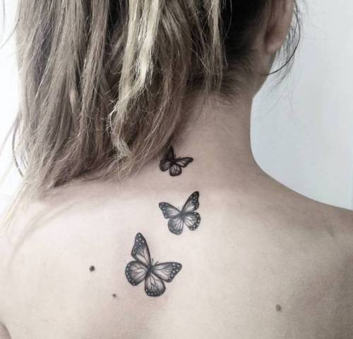 By Mariloillustration, done in Barcelona. http://ttoo.co/p/25075 insect;small;butterfly;animal;facebook;blackwork;upper back;twitter;mariloalonso;illustrative