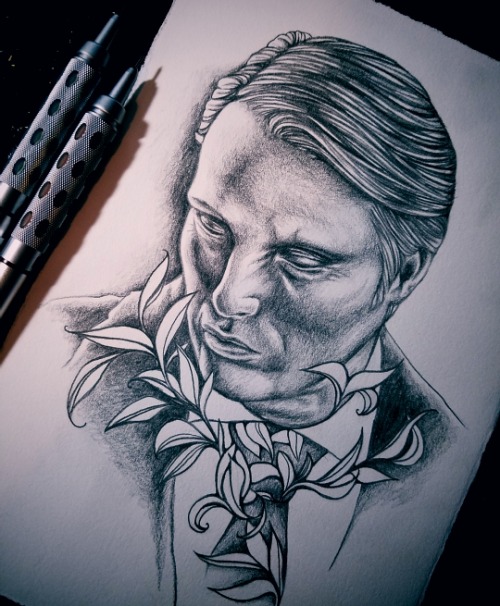 Hannibal Mads Mikkelsen portrait pencil mechanical pencil