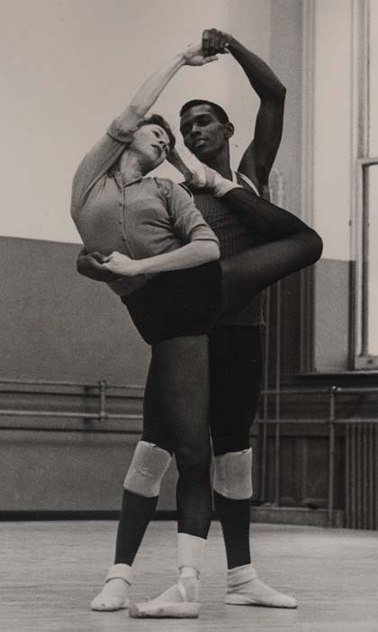 lifepornography:
“Diana Adams and Arthur Mitchell rehearsing Agon, choreographed by George Balanchine, c. 1950′s
”