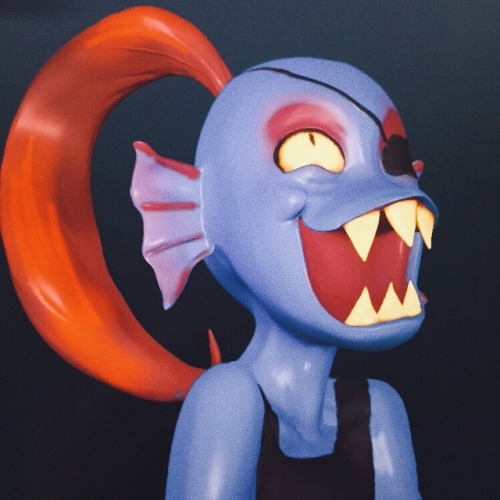 akapost:doodles of Undyne (and some work I made with Sculptris)