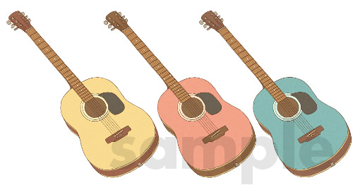 イラスト素材屋haru アコースティックギター ３色 アイボリー