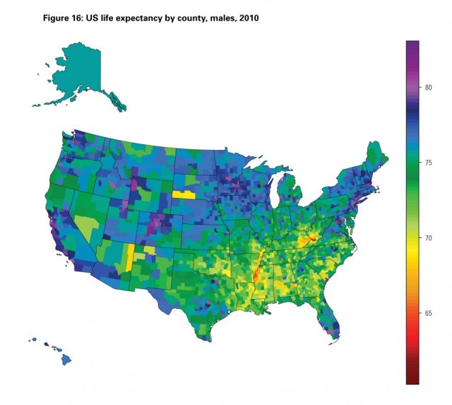 Life Expectancy for US males by county 2010. More... - Maps on the Web