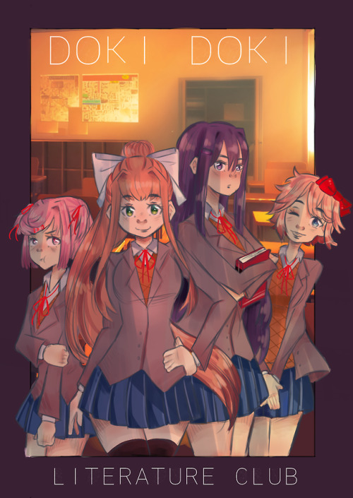 samanthor:Drew a DDLC picture today! (has multiple background...