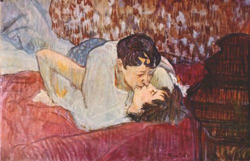 artist-lautrec:The Kiss, Henri de Toulouse-LautrecMedium:...