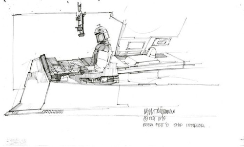 gameraboy:Concept art of Boba Fett and his ship Slave I by...