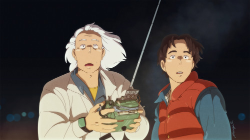 gorillaprutt:Ghibli Back to the Future scene redraw! Happy BTTF...