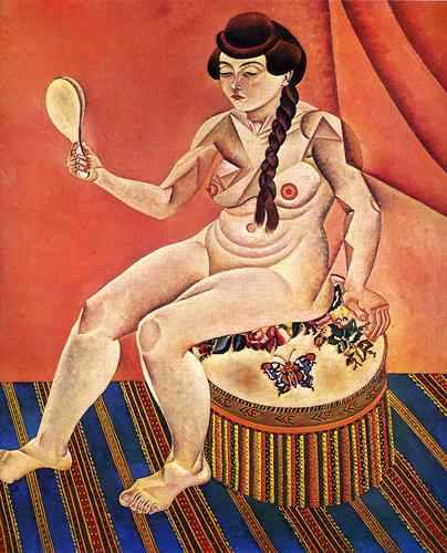 artist-miro:
â€œ Nude with Mirror, 1919, Joan Miro
Medium: oil,canvas â€