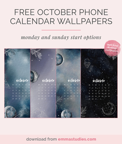 emmastudies:October Luna Phone WallpapersHere are four monthly...