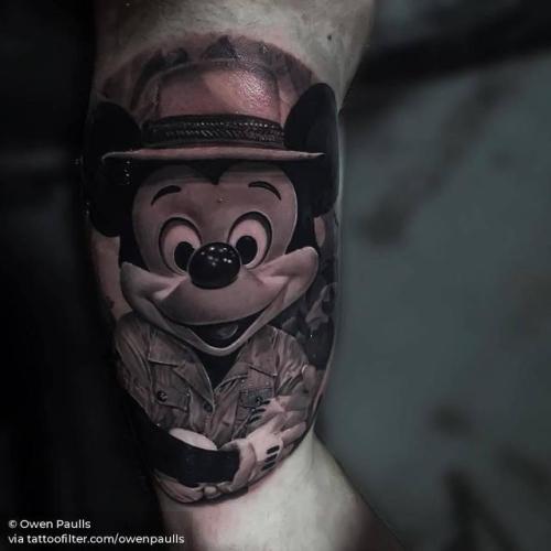 By Owen Paulls, done at 7th Tattoo Tea Party, Stretford.... mouse;black and grey;cartoon character;fictional character;inner arm;big;animal;disney;rodent;facebook;owenpaulls;twitter;portrait;mickey mouse;film and book;disney character