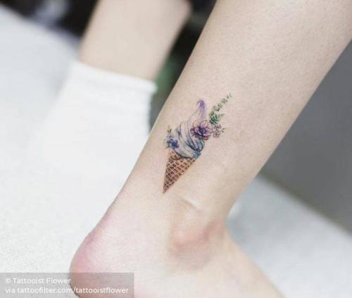 By Tattooist Flower, done in Seoul. http://ttoo.co/p/33282 small;ice cream;food;ankle;facebook;twitter;tattooistflower;illustrative