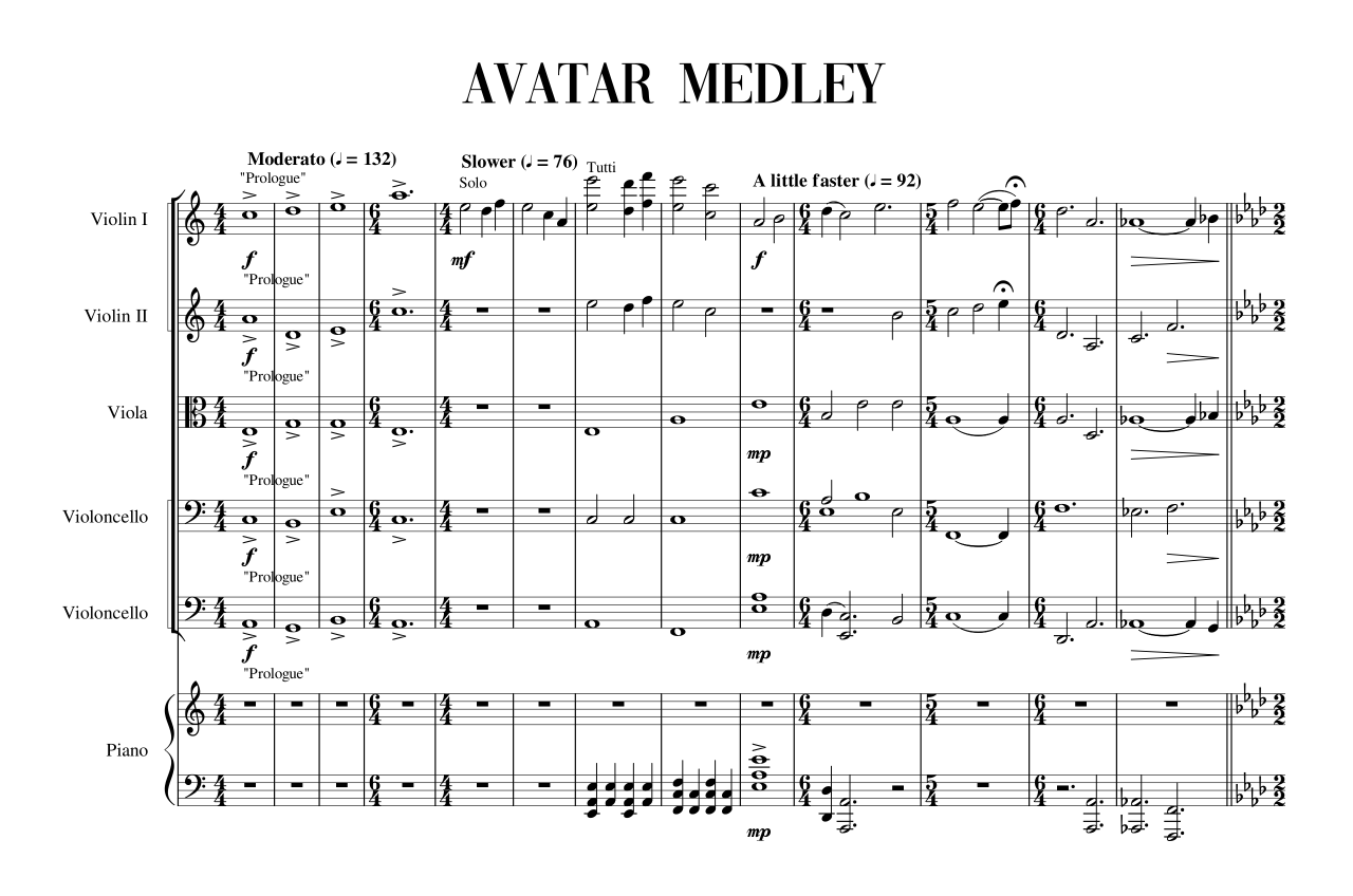 Avatar The Last Airbender Sheet Music Piano