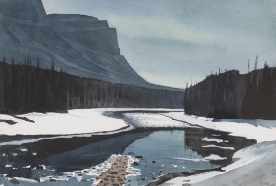 Bow River and Castle Mt. Alan Collier n.d. Canadian Paintings