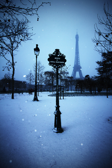 winter snow Paris path way