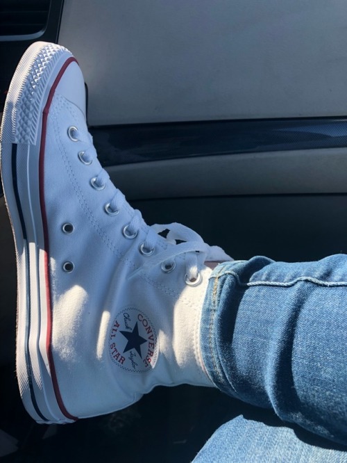 white chucks with red heart