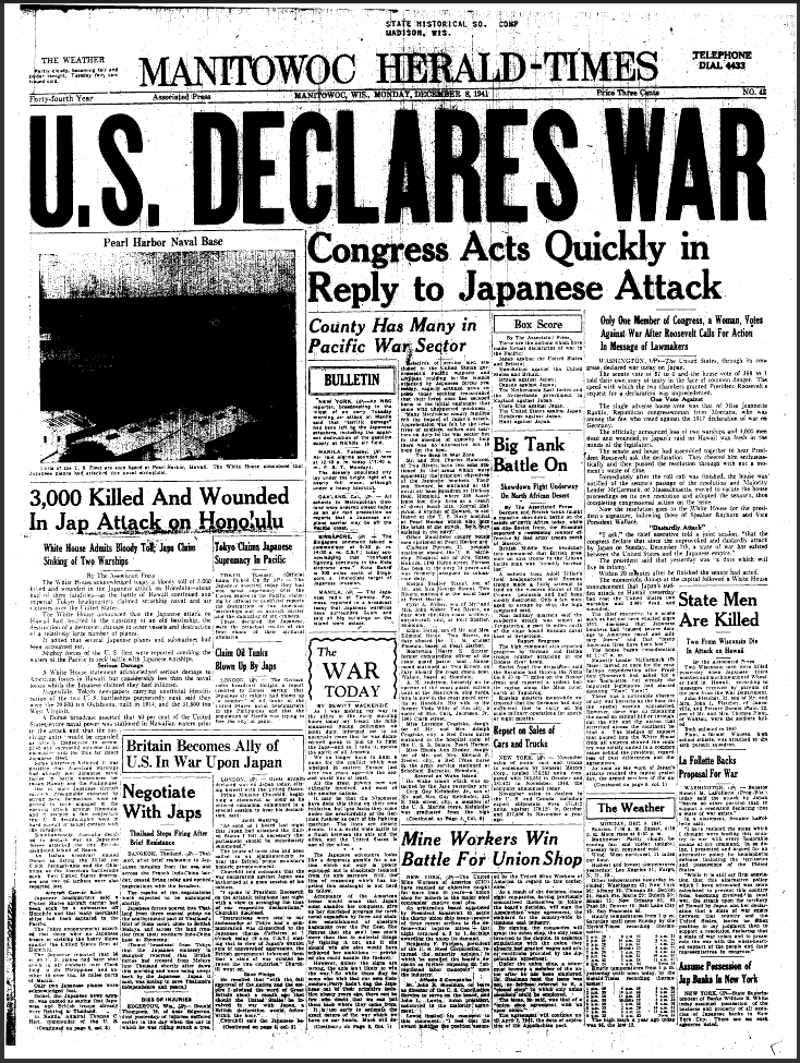 Historical Firearms - Front Pages: Japan’s Attack on Pearl Harbour ...