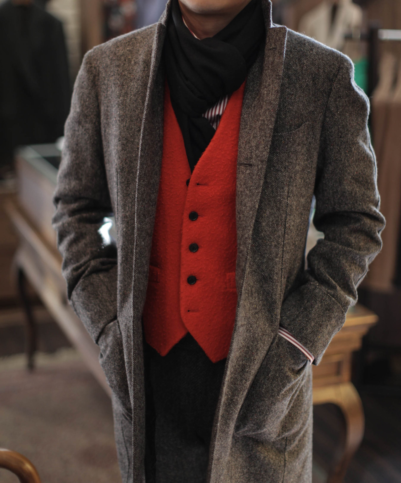 B&TAILOR — Donegal Tweed Coat Casentino Vest Harris Tweed...