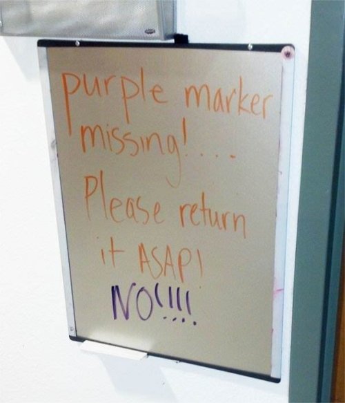 Purple marker missing - funny memeFor more funny jokes, memes...