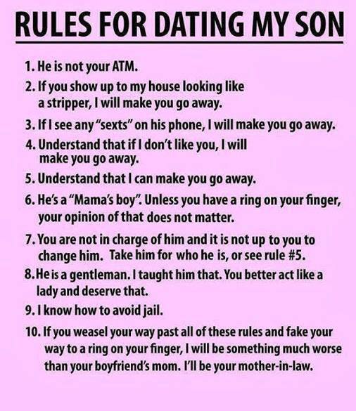 Today in misogyny: rules for dating my son meme ... - feimineach.tumblr
