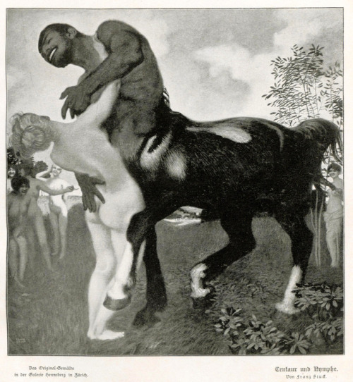 thefugitivesaint: “Franz Von Stuck (1863-1928), ‘Centaur and Nymph’, “Die Kunst für alle”, 1897-98 Source ”