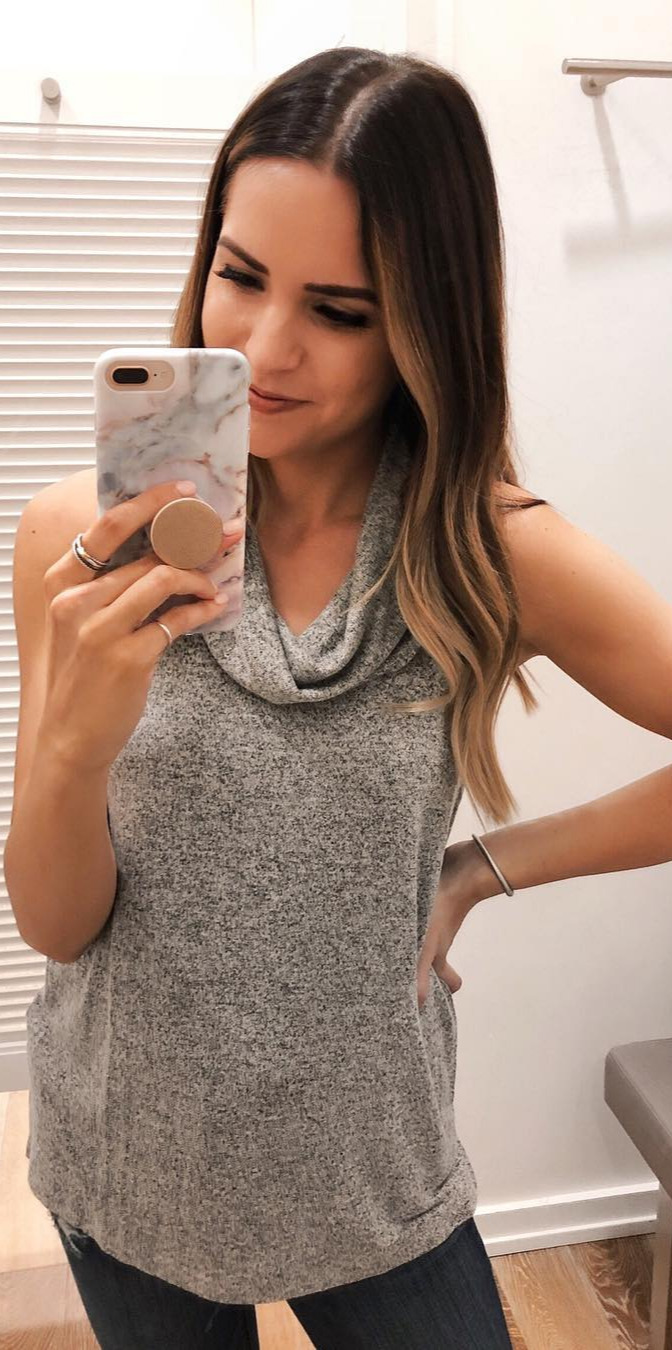 instyle, paris fashion week, #Outfit, #Loveit Therea flash sale going on at LOFT right now online only, and this sleeveless cowl neck top is 50% off + FREE SHIPPING! (TTS, wearing a small). Tees, jeans, pants, dresses and jackets are all on sale from 30-50% off with free shipping (no minimum), and I shared my favorites on my story! This sale is online only and may only last until midnight, so donsleep on it! | Shop my posts at thestyledpress.com/shop or by following me on the app! 