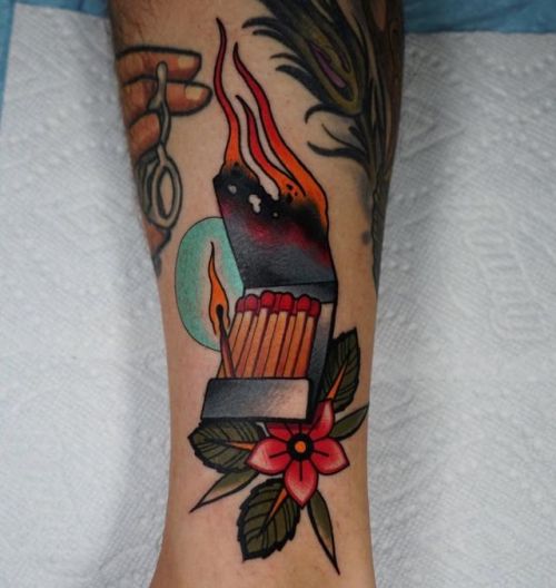 Mason Chimato black & grey;colour;fire;flame;flowers;glower;@masonchimato;Mason Chimato;match;matches;neo traditional;artist;flash;tattooing;tattooist;machine;machines;shop;shops;traditional