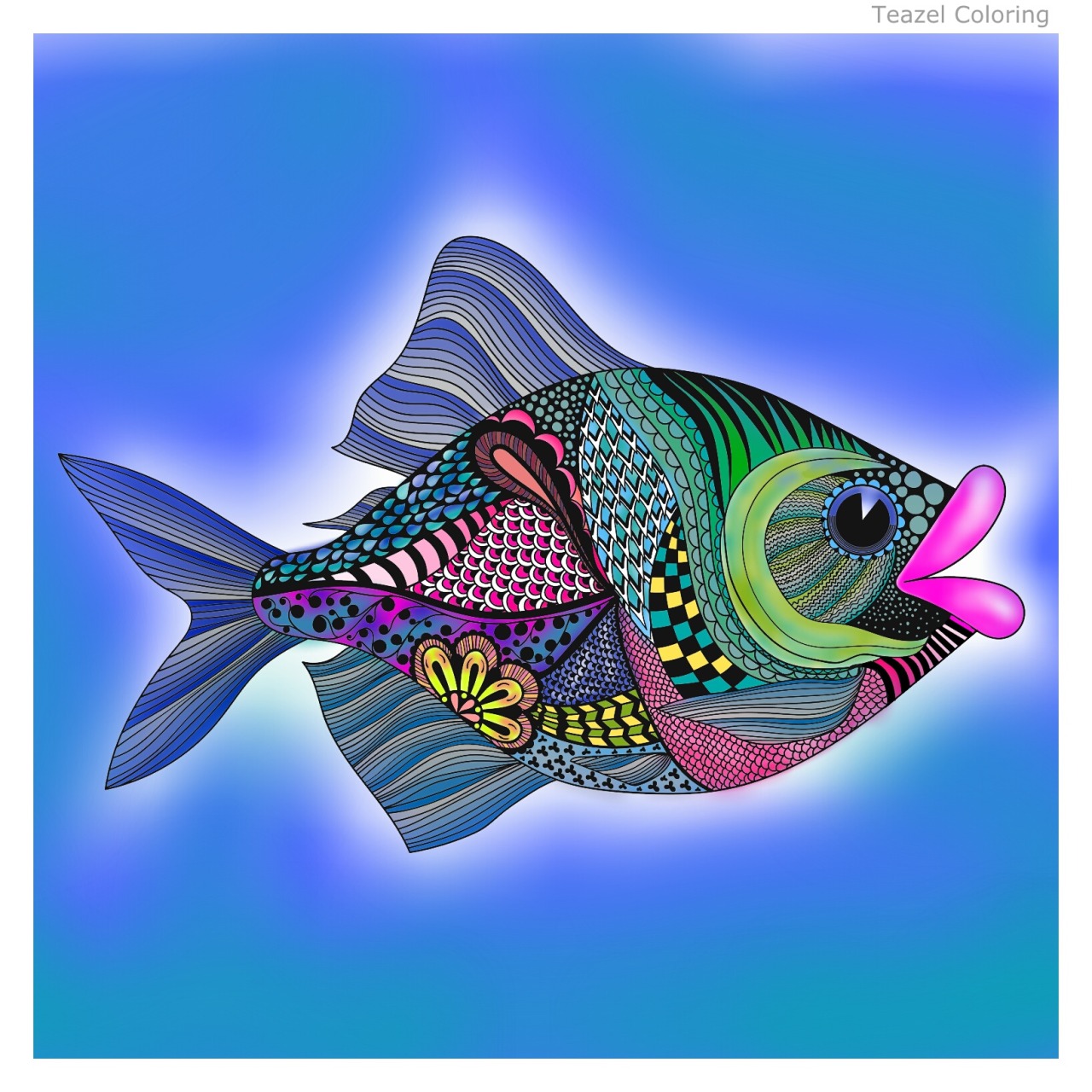 Teazel's Coloring Blog, Mary’s colorful fish (great shading!)