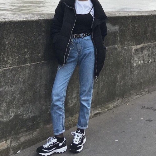 latinattitude not mine street fashion street wear womensfashion style puffer jacket chain belt air max nike