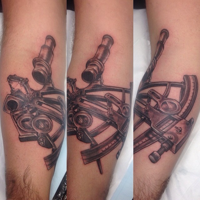 Tattooed a #sextant today. They use them on ships... at Lost City Tattoo