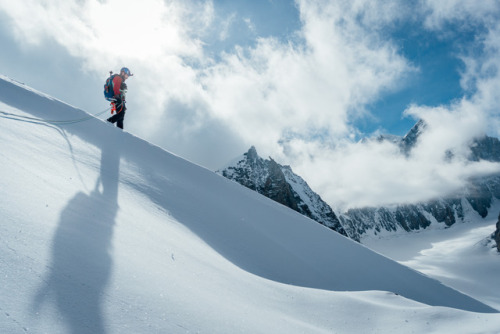 Approach & climb in the Vallee Blanche, Chamonix.