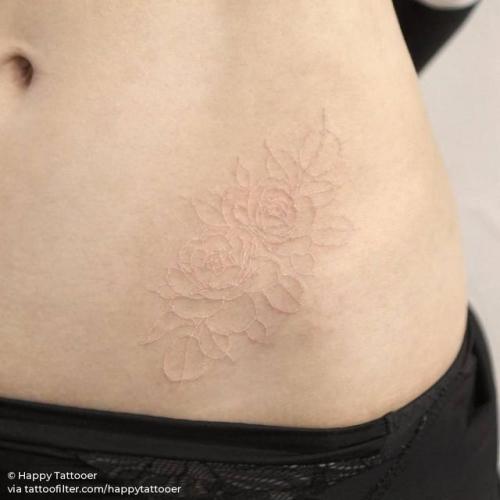 By Happy Tattooer, done in Seoul. http://ttoo.co/p/239107 flower;hip;white;rose;facebook;nature;twitter;happytattooer;medium size