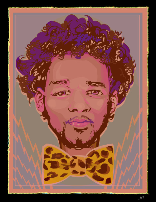 cartoon portraiture illustration bow tie curly hir afro mixed art
