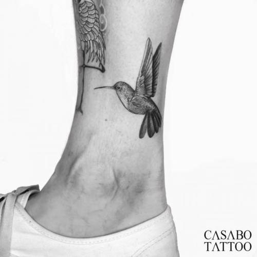 By Ivan Casabò, done at One By One, London.... small;animal;tiny;casabo.tattoo;bird;ankle;ifttt;little;hummingbird;illustrative