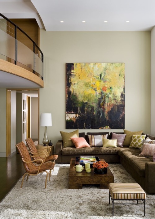 Home Interior Design — Living rooms with abstract art as the central...