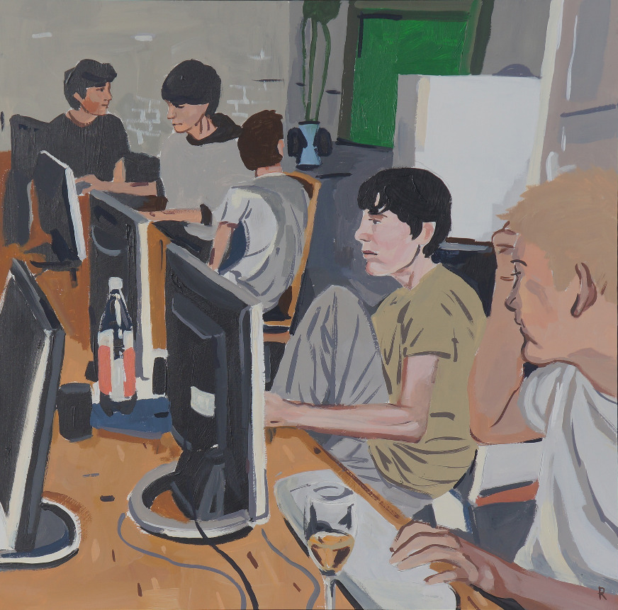 LAN Party II, acrylic on board, 2014