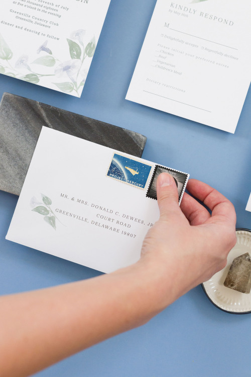 Margaret + Spenser’s soft lunar invitation suite | One and Only Paper Custom Wedding Invitations