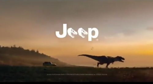 dinosaur chasing jeep