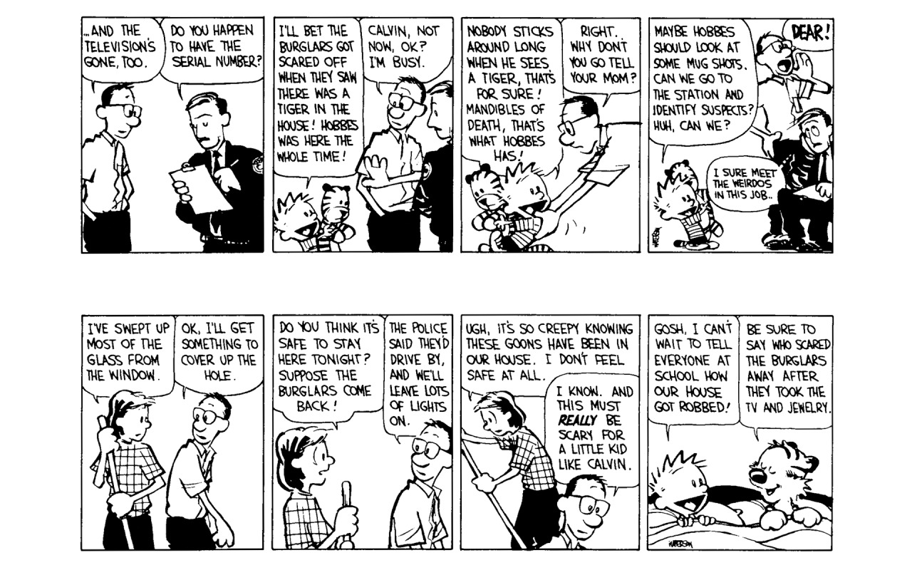 calvin and hobbes blacked and whited out