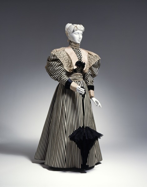 lookingbackatfashionhistory:• Dress: Bodice and Skirt.Designer/Maker: A. SillDate: 1895-1896Pla