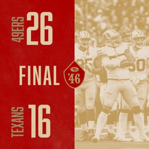 the-football-chick:Week 14 Final - the 49ers pulled out a win,...