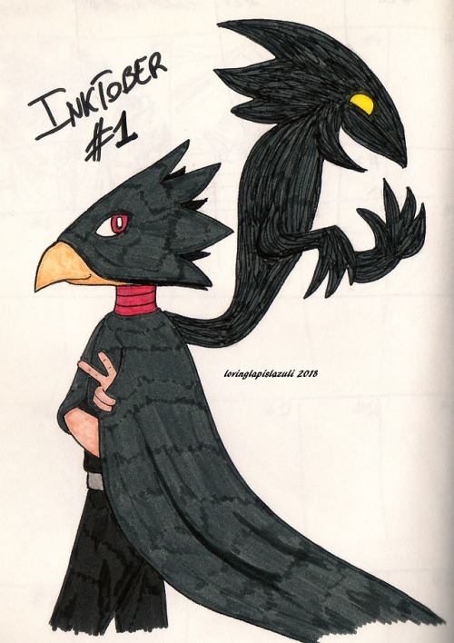 Inktober day 1: Jet Black hero Tokoyami FumikageHere we go...