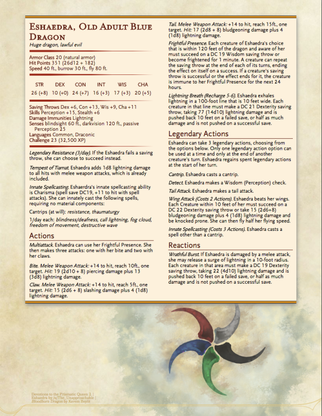 DnD 5e Homebrew — Dragon Priestess of Tiamat by The_Unapproachable