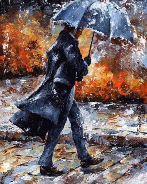 namk1:Walking in the rain artpainting by Emerico