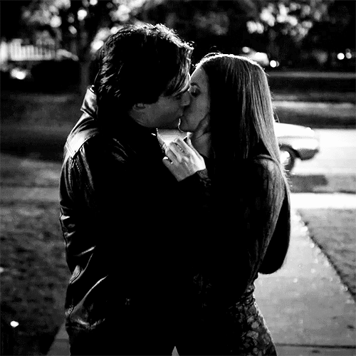 kissing. #couples. #delena. damon and elena, tvd, kiss, love, romance, pass...
