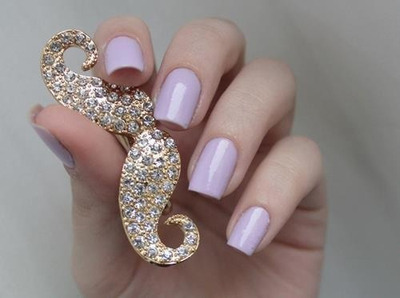 lavender nails with gems