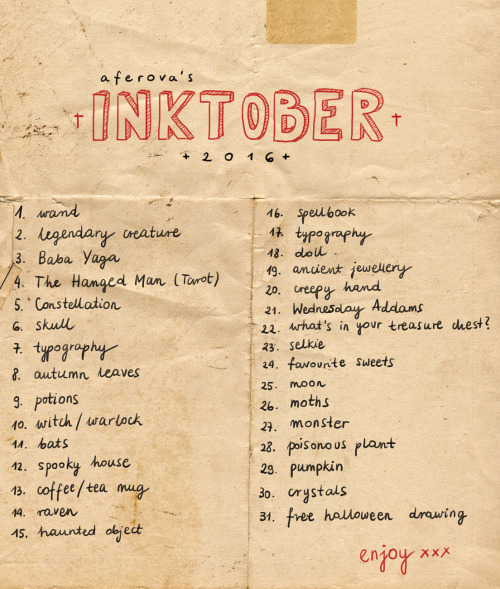 inktober prompts Tumblr