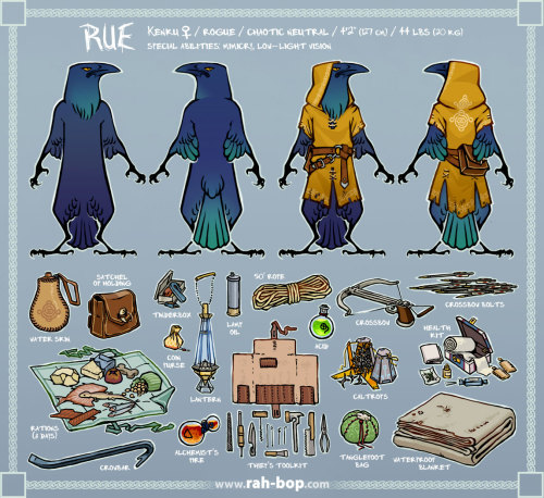 rah-bop:Reference sheet for my D&D character, Rue. Behind...