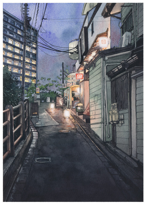 mattjabbar:“Tokyo at Night” is DONE!A series of ten watercolor...